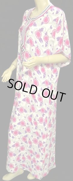 画像2: モロッコのガラベーヤ☆フューシャピンクフラワー☆ (2)