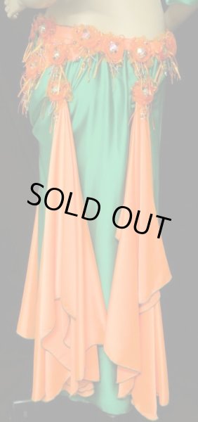 画像3: エジプトオリエンタルコスチューム☆オレンジグリーンフラワー☆ (3)