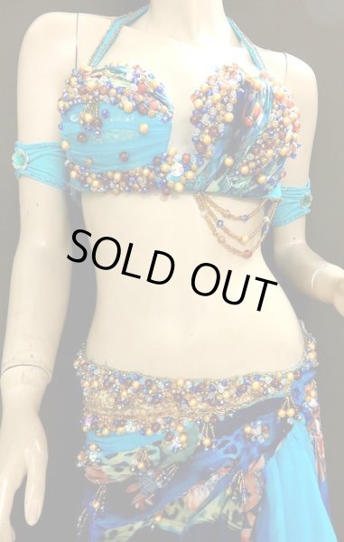 画像2: エジプトオリエンタルコスチューム☆アクアブループリントフラワー☆ (2)