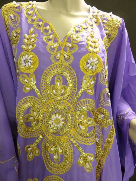 画像3: エジプト製トラディショナルハリジドレス☆ラベンダー☆ (3)