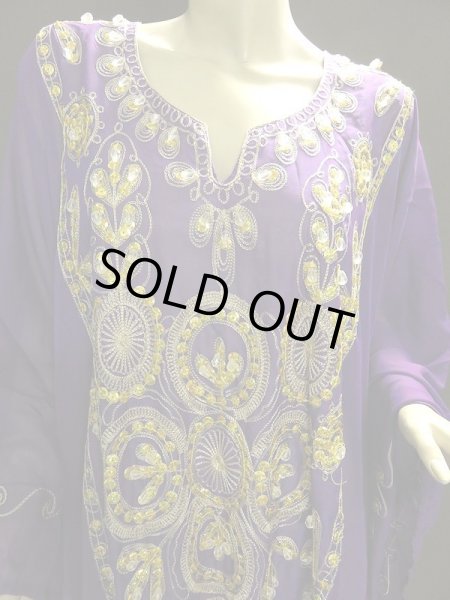 画像3: エジプト製トラディショナルハリジドレス☆パープル☆ (3)