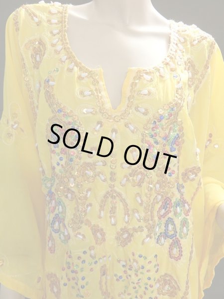 画像2: エジプト製ピーコックハリジドレス☆イエロー☆ (2)