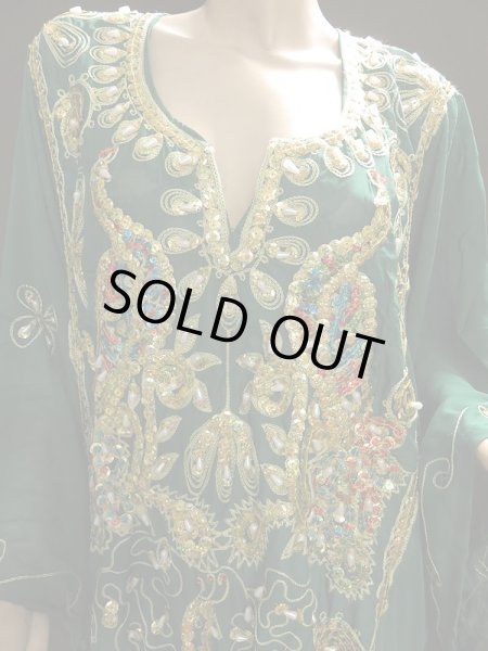 画像2: エジプト製ピーコックハリジドレス☆グリーン☆ (2)