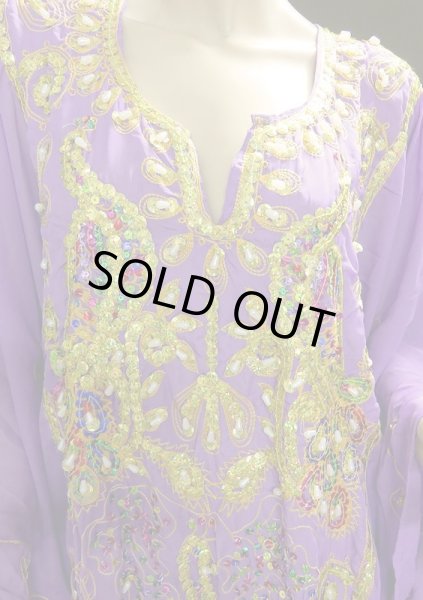 画像2: エジプト製ピーコックハリジドレス☆ラベンダー☆ (2)