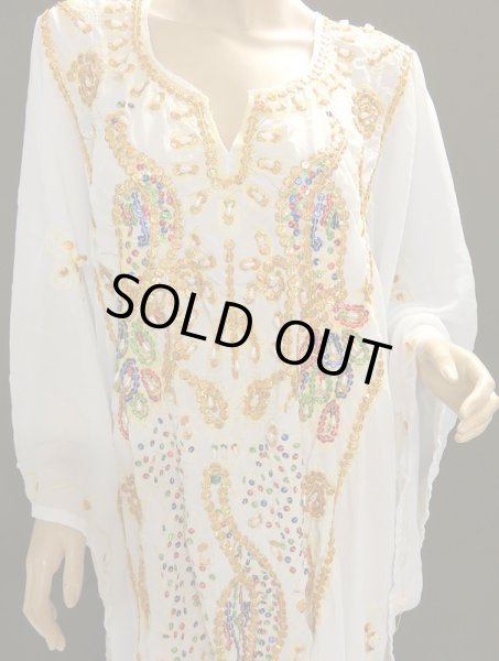 画像2: エジプト製ピーコックハリジドレス☆ホワイト☆ (2)