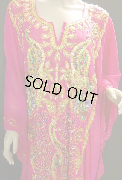 画像2: エジプト製ピーコックハリジドレス☆フューシャピンク☆ (2)