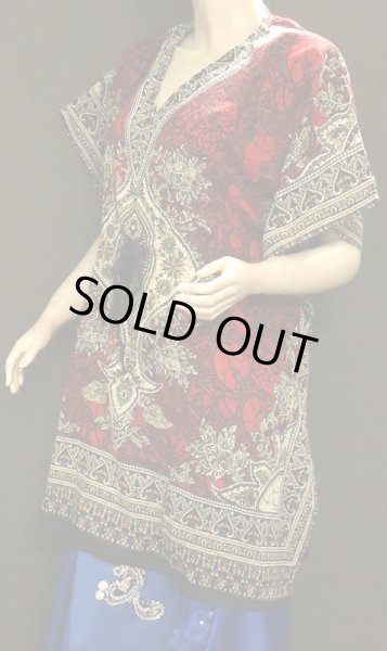 画像3: プリントハーフカバードレス☆レッドアラベスク☆ (3)