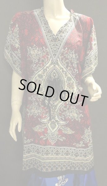 画像2: プリントハーフカバードレス☆レッドアラベスク☆ (2)