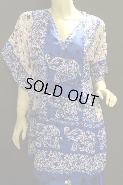 画像2: プリントハーフカバードレス☆ブルーエレファント☆ (2)