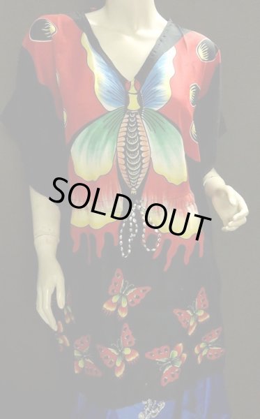 画像2: プリントハーフカバードレス☆レッドグランバタフライ☆ (2)