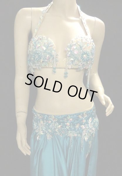 画像2: エジプトオリエンタルコスチューム☆シルキースカイブルーサテン☆ (2)