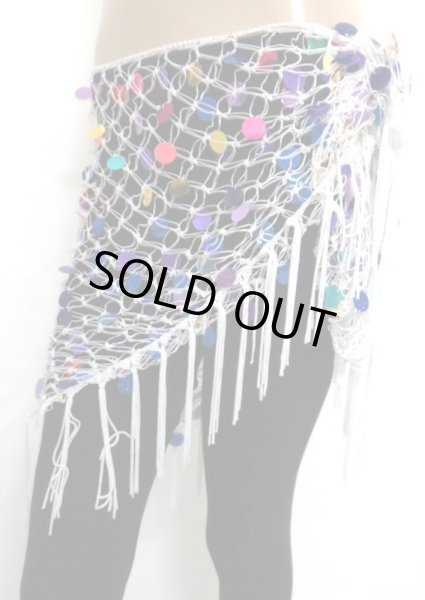 画像2: ミックススパンコールネットフリンジスカーフ☆ホワイト☆ (2)