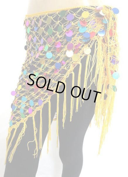 画像2: ミックススパンコールネットフリンジスカーフ☆イエロー☆ (2)