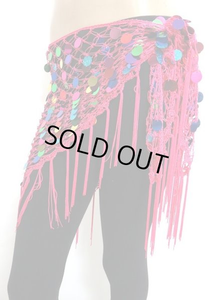 画像2: ミックススパンコールネットフリンジスカーフ☆フューシャピンク☆ (2)