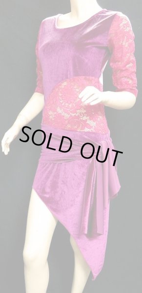 画像2: ベロアドレス&ヒップスカーフセット☆ワイン☆ (2)