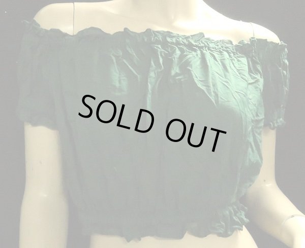 画像2: シンプルパフスリーブコットンチョリ☆ダークグリーン☆ (2)