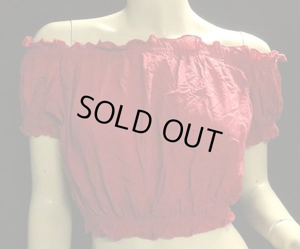 画像2: シンプルパフスリーブコットンチョリ☆レッド☆ (2)