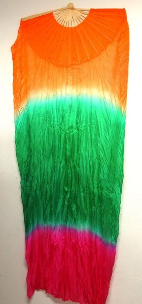 画像2: シルクファンベール（２本セット）/オリゾンタルトリコロール☆オレンジ✕グリーン✕ピンク☆ (2)