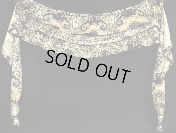 画像2: エジプト製フリルヒップスカーフ☆ブラックゴールドアラベスク☆ (2)