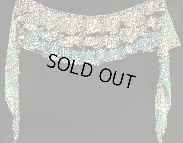 画像2: エジプト製フリルヒップスカーフ☆ティールグリーンバブル☆ (2)