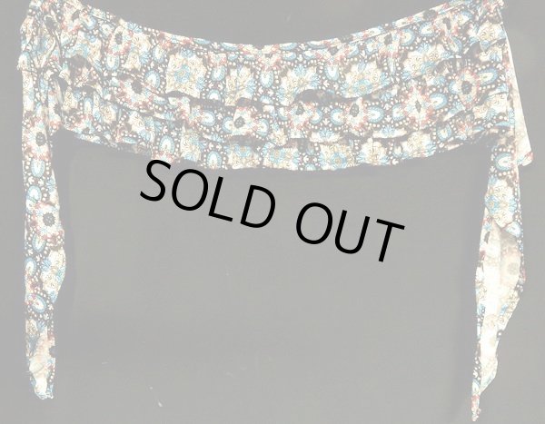 画像2: エジプト製フリルヒップスカーフ☆ブルーブラウンアラベスク☆ (2)