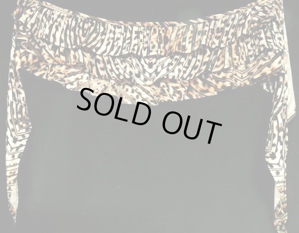 画像2: エジプト製フリルヒップスカーフ☆ブラウンラインレオパード☆ (2)