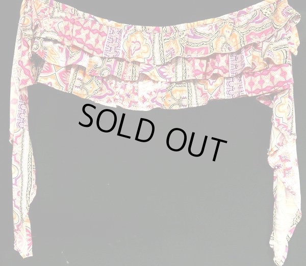 画像2: エジプト製フリルヒップスカーフ☆ピンクオレンジアラベスク☆ (2)