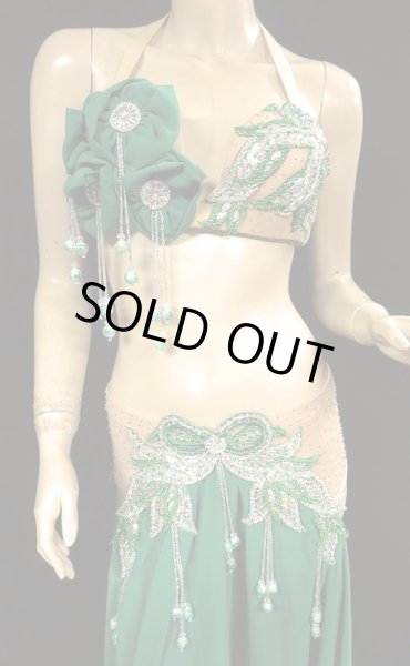 画像2: エジプトオリエンタルコスチューム☆マットグリーンフラワー☆ (2)