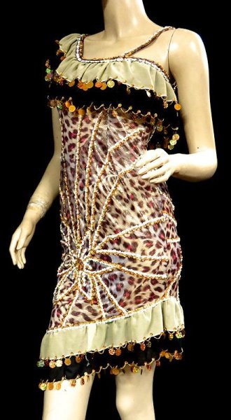 画像2: イスカンダラーニ(アレキサンドリア)ドレス☆クリームブラックフリル/レッドレオパードフラワー☆ (2)