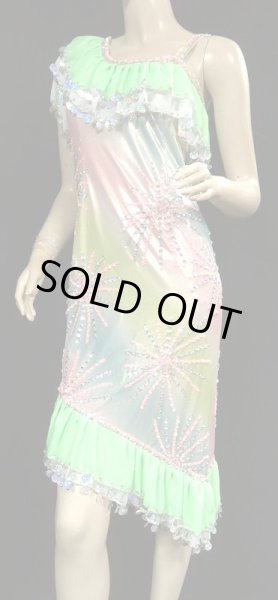 画像2: イスカンダラーニ（アレキサンドリア）ドレス☆ホワイトネオングリーンフリル/パステルグラデフラッシュ☆ (2)