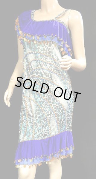 画像2: イスカンダラーニ(アレキサンドリア)ドレス☆ロイヤルスカイブルーフリル/ブルーロックフラワー☆ (2)