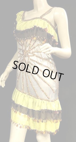画像2: イスカンダラーニ（アレキサンドリア）ドレス☆イエローブラウンフリル/ゴールドグラデフラワー☆ (2)