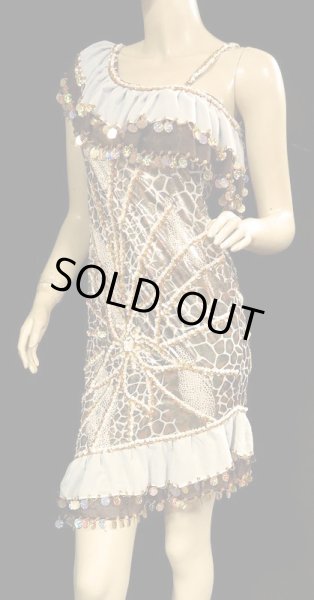 画像2: イスカンダラーニ(アレキサンドリア)ドレス☆ホワイトブラウンフリル/ブラウンジラフフラワー☆ (2)