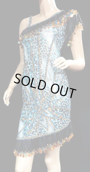 画像2: イスカンダラーニ（アレキサンドリア）ドレス☆ブラックスカイブルーフリル/ブルーロックフラワー☆ (2)