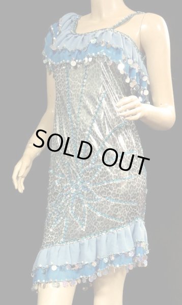 画像2: イスカンダラーニ（アレキサンドリア）ドレス☆スカイライトブルーフリル/シルバーレオパードフラワー☆ (2)