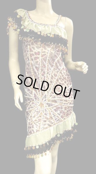 画像1: イスカンダラーニ（アレキサンドリア）ドレス☆クリームブラックフリル/レッドレオパードフラワー☆ (1)