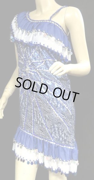 画像2: イスカンダラーニ(アレキサンドリア)ドレス☆ホワイトロイヤルブルーフリル/メタリックブルーフラワー☆ (2)