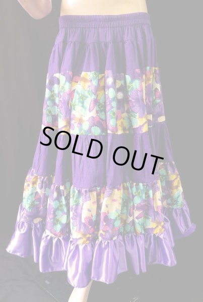 画像2: 25ヤードジプシープリントスカート/パープルフラワーコンビ (2)