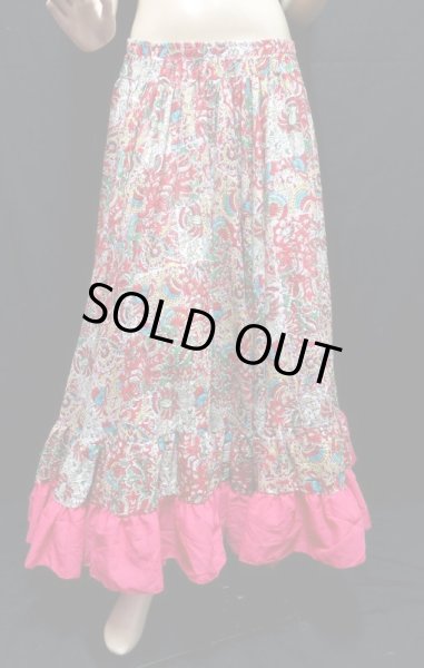 画像2: 25ヤードジプシープリントスカート/エスニックフューシャレッド (2)