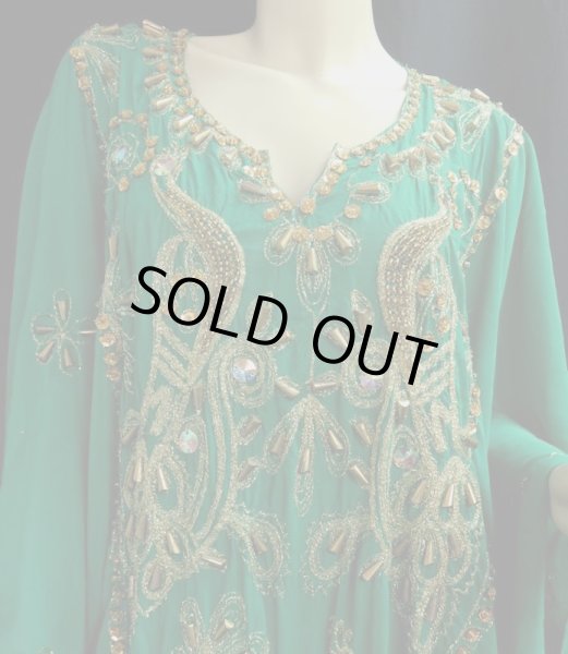 画像2: エジプト製ピーコックハリジドレス＊グリーン＊ (2)