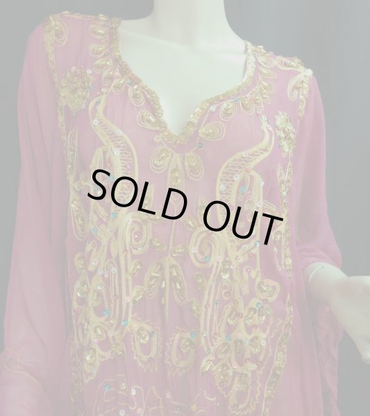 画像2: エジプト製ピーコックハリジドレス＊ローズ＊ (2)