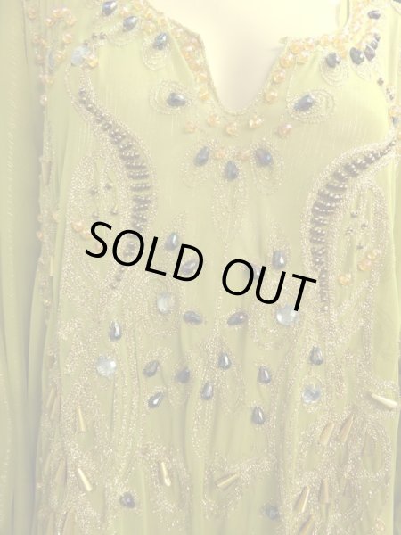 画像2: エジプト製ピーコックハリジドレス＊ライムグリーン＊ (2)