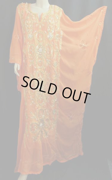 画像3: エジプト製トラディショナルハリジドレス☆オレンジ☆ (3)