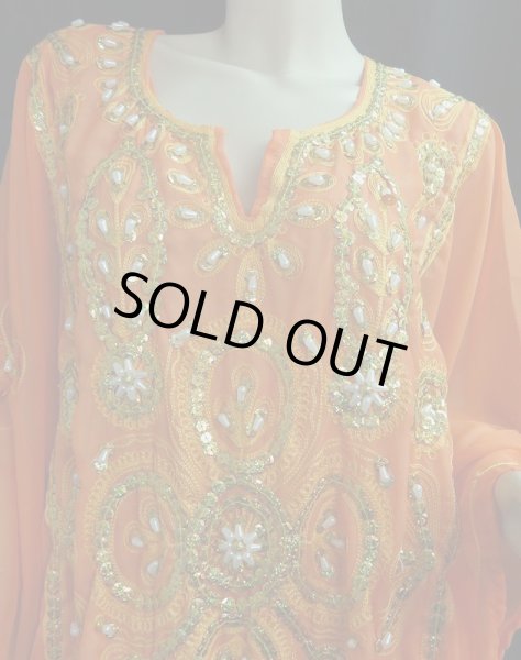 画像2: エジプト製トラディショナルハリジドレス☆オレンジ☆ (2)