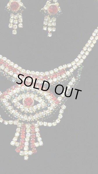 画像2: インドキラキラネックレス&ピアス&ティッカセットV (2)