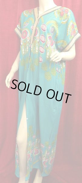 画像2: エジプトガラベーヤ☆ファティマの手☆ターコイズ☆前開きタイプ (2)