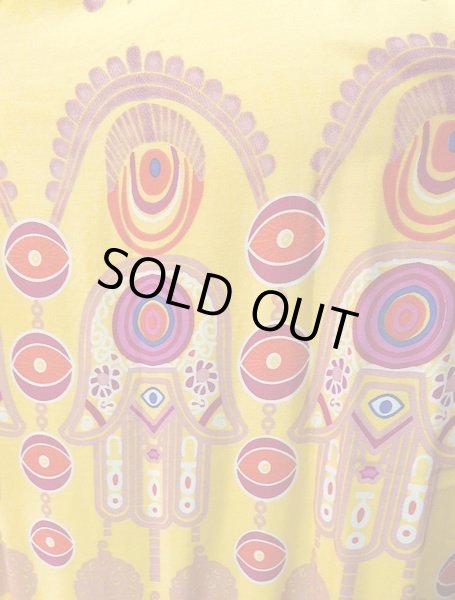 画像4: エジプトガラベーヤ☆ファティマの手☆イエロー☆前開きタイプ (4)