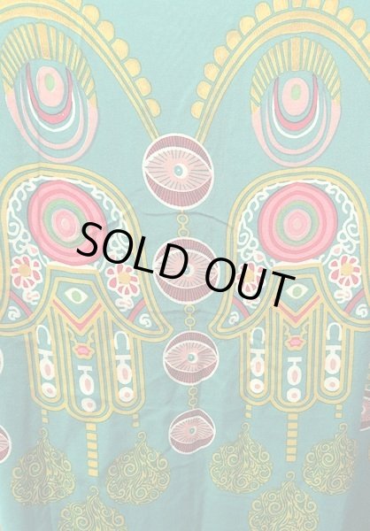 画像4: エジプトガラベーヤ☆ファティマの手☆ターコイズ☆前開きタイプ (4)