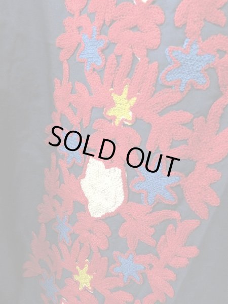 画像3: エジプトガラベーヤ☆フラワーブローダリ―☆ネイビー☆前開きタイプ (3)