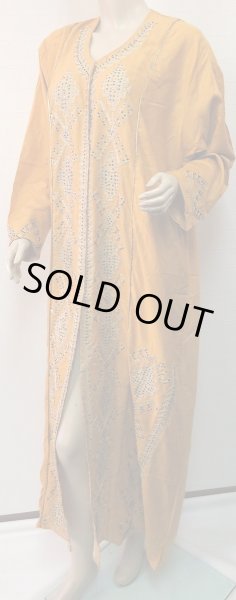 画像2: エジプトガラベーヤ☆ジオメトリーラインストーン☆マスタード☆前開きタイプ (2)